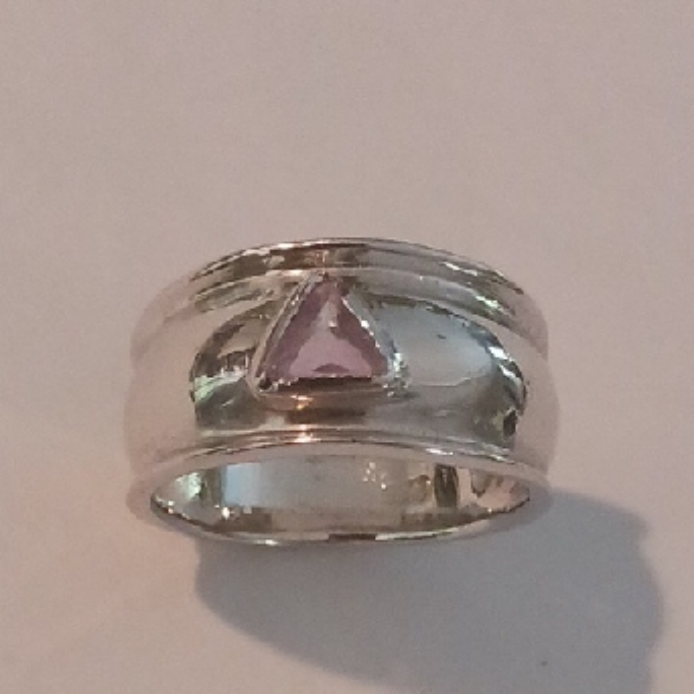 Silver Ring with Pink Gemstone